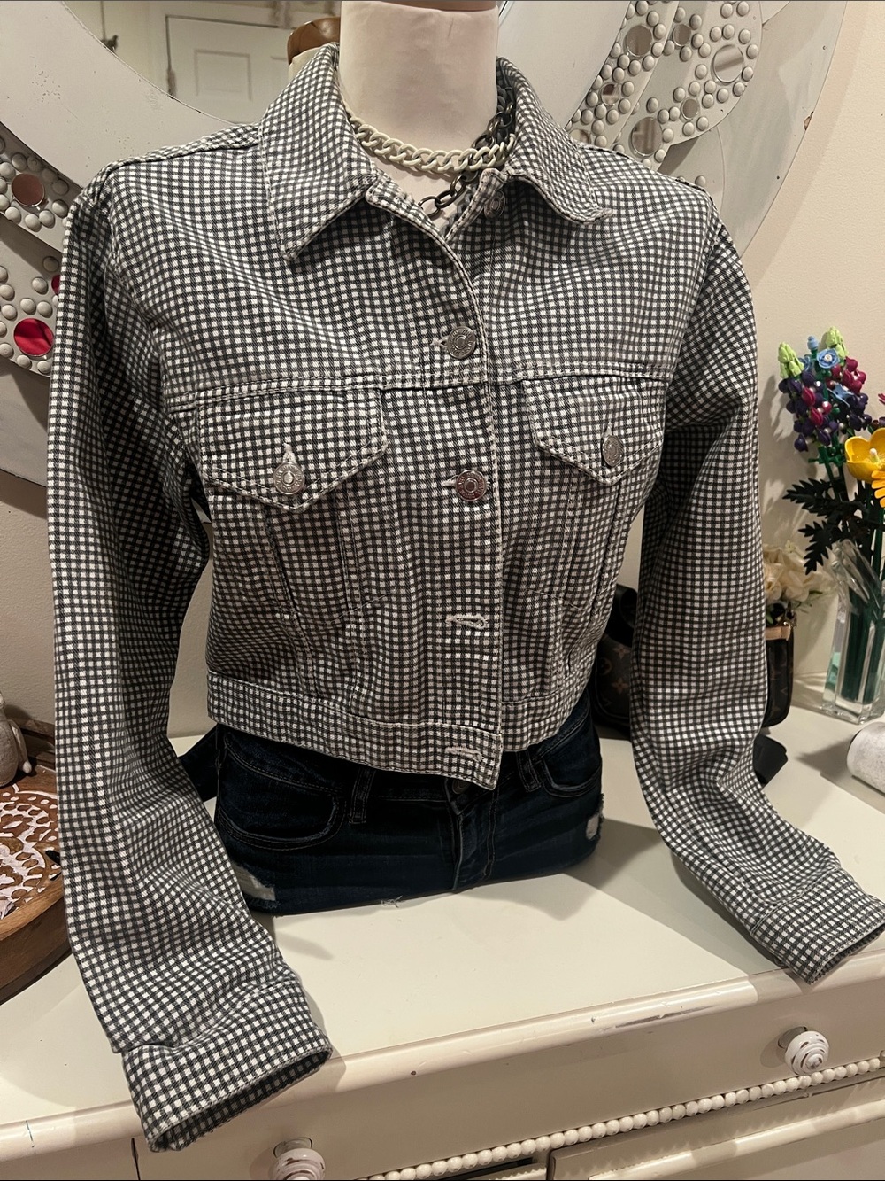 Zara Gray Gingham Lightweight Shirt Jacket